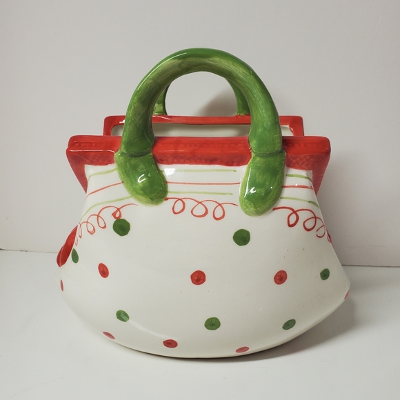 Ceramic Holiday Purse Flower Pot Decoration, Christmas Decoration - Picture 1 of 7